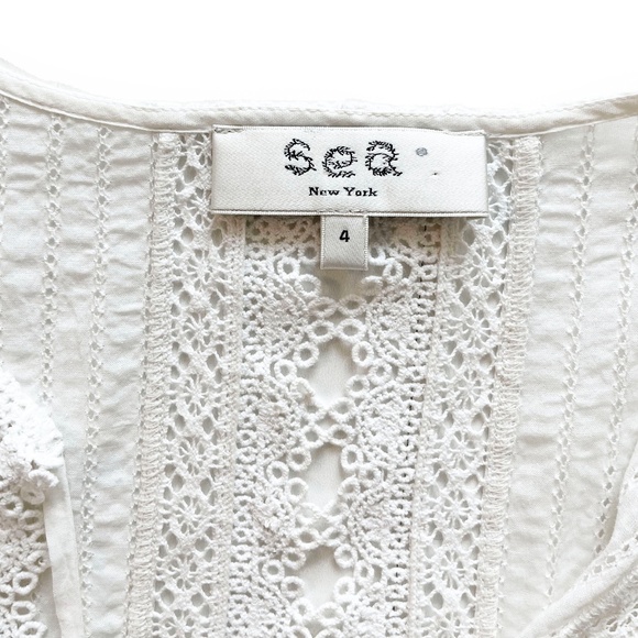 Sea New York Tie Neck Mini Dress White Size 4 Ruffle, Pom-Pom & Tassel Accents - Picture 5 of 14